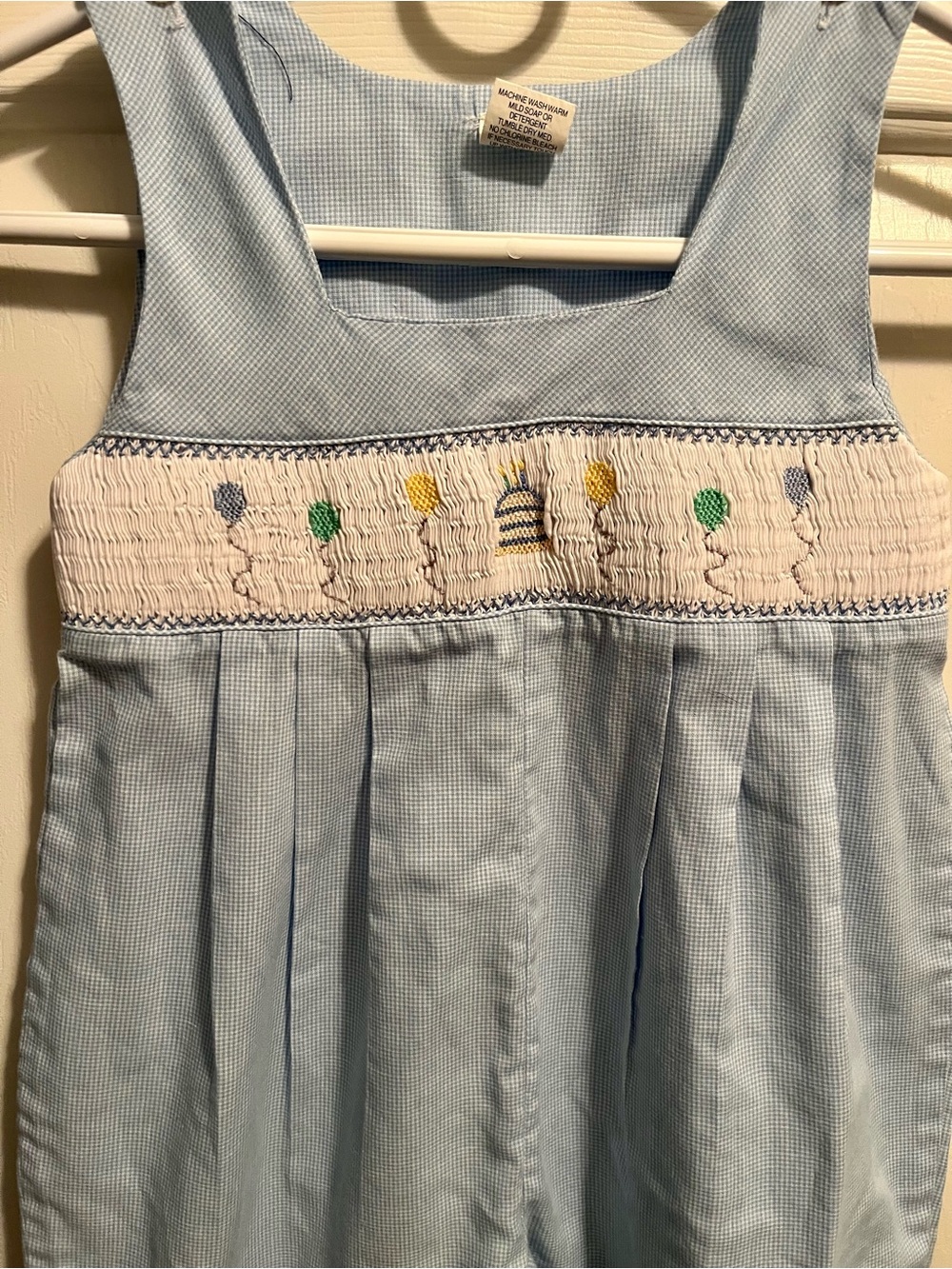 Boys 4T Light Blue Smocked Kids Birthday Overalls NWOT - Picture 2 of 5